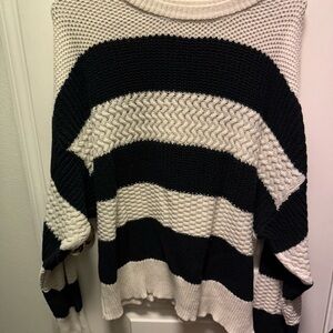 a new day Black and Cream Striped Sweater